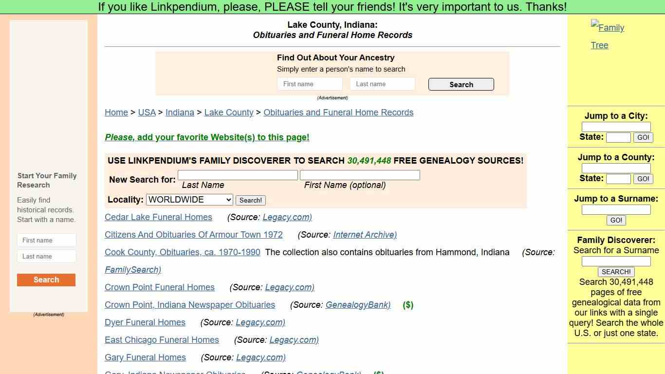 Lake County, Indiana: Obituaries and Funeral Home Records